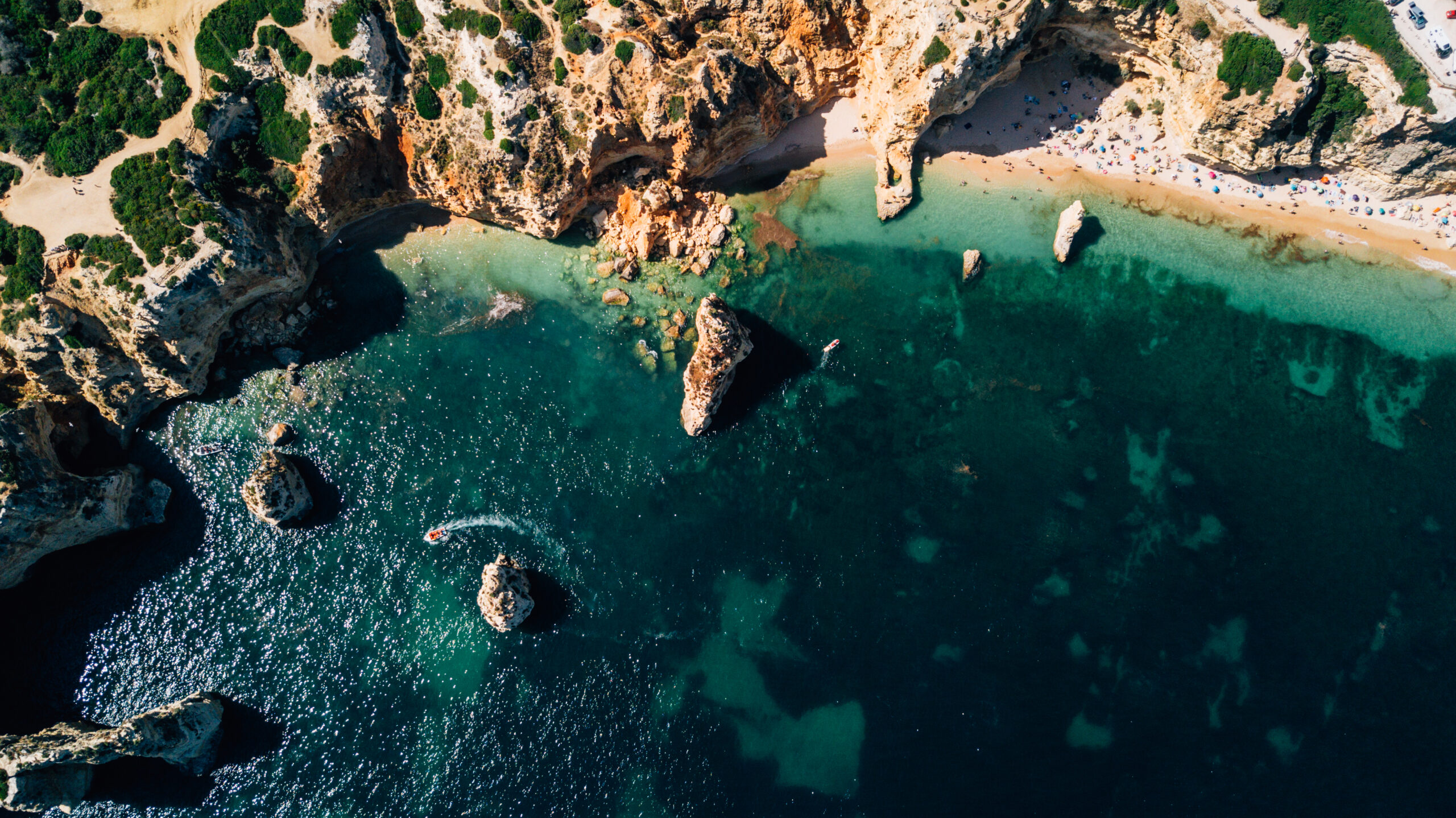 Aerial view of the Sao Rafael, Algarve, Portugal. Concept for above beach of Portugal.